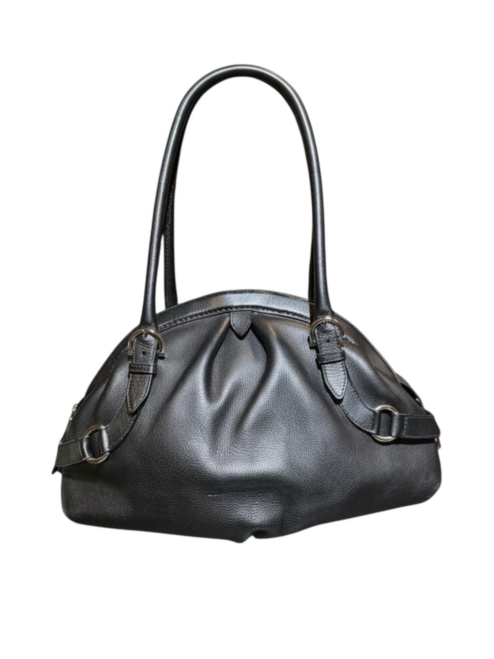 Salvatore Ferragamo Black Leather Marisa Bowler Dome Bag Vintage Y2K Auth